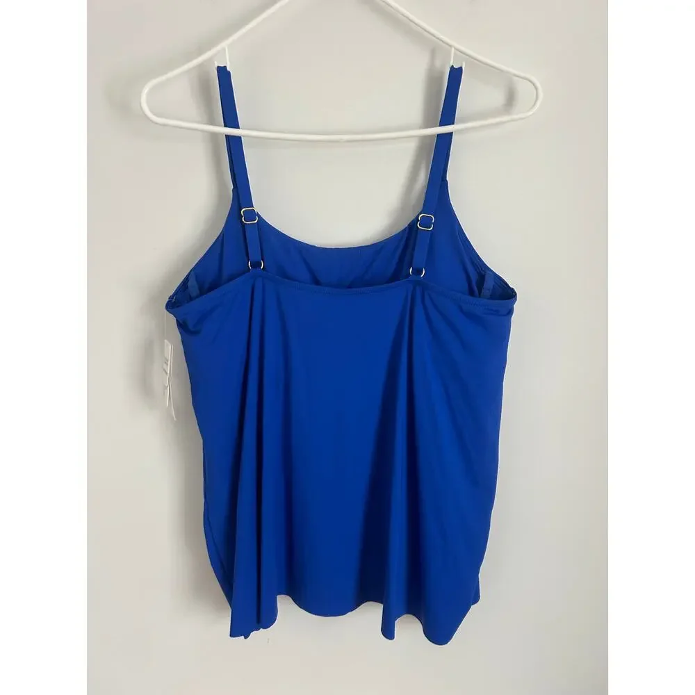 Leilani Solids Cape Town Underwire Tankini Top - Royal Blue NWT